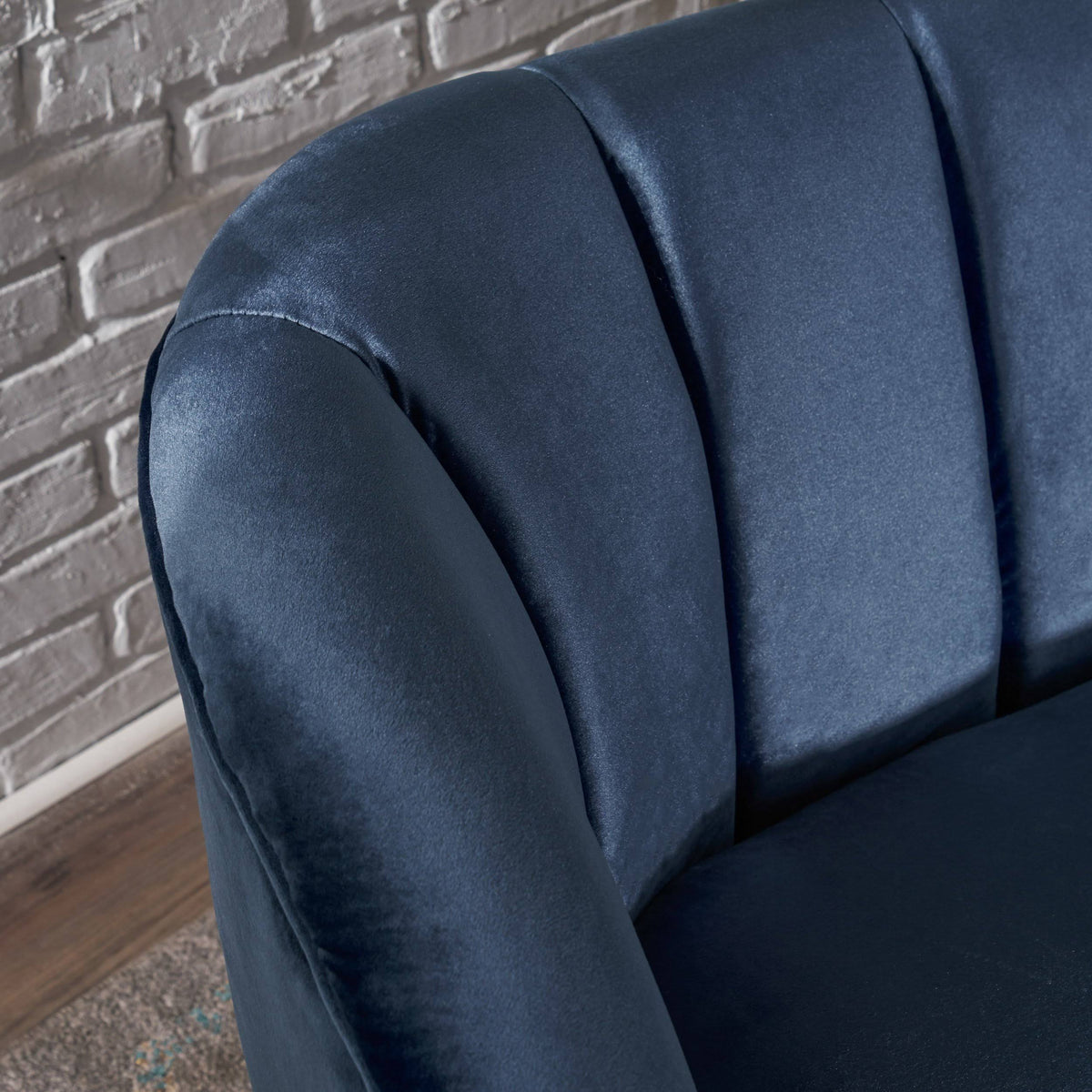 Seafoam Blue Velvet Settee P460