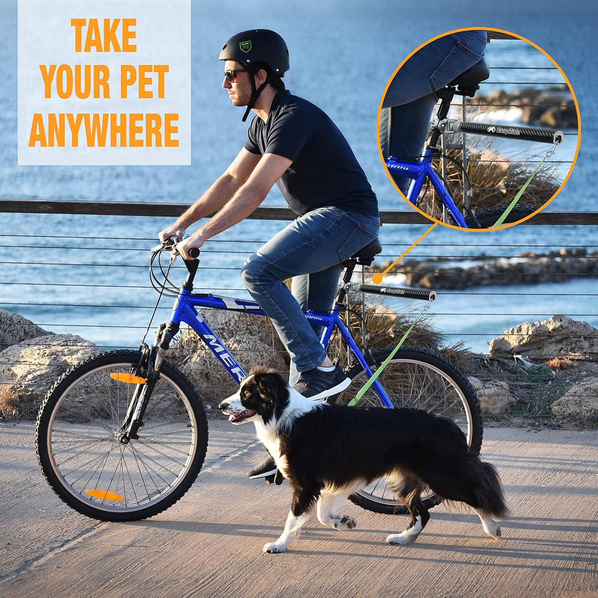 180° Rotating Dog Bike Leash with Shock Absorbers and Quick Attach Mechanism W7935