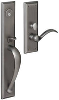 Satin Brass and Black Right Hand Single Cylinder Mortise Entry Handleset with Lever C80115