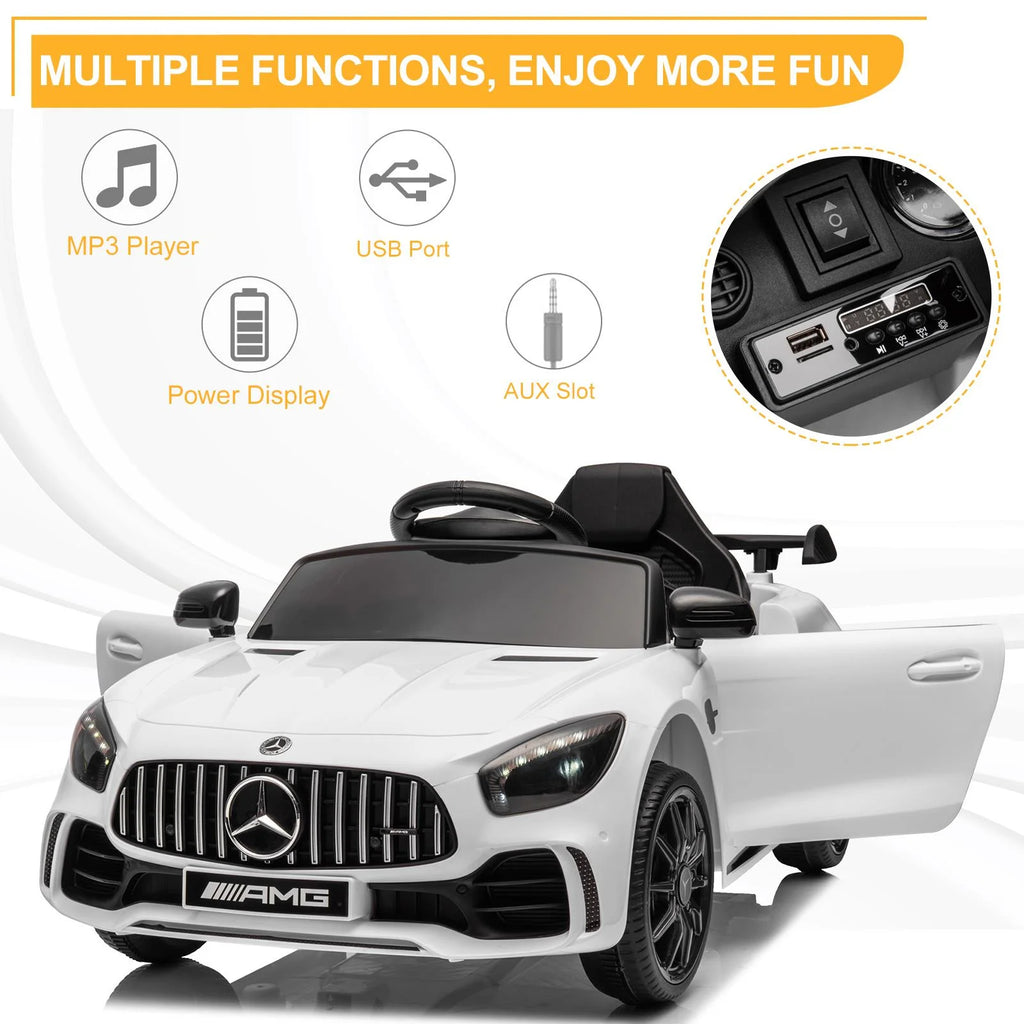 12V Electric Ride on Car Toy with Remote Control, LED Lights, Black V53483