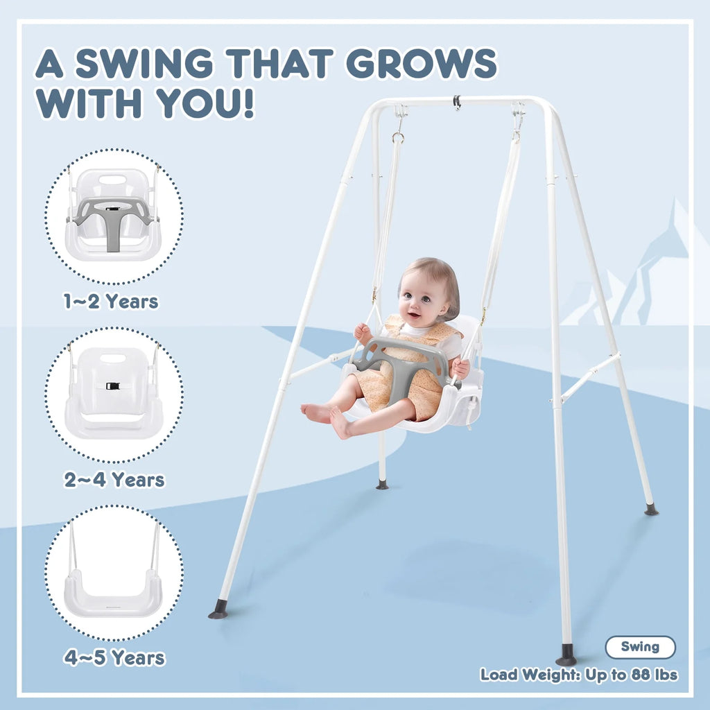 2-in-1 Toddler Swing Set with Stand, Black K98196