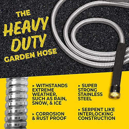 100 Ft Stainless Steel Garden Hose with Nozzle Y393001