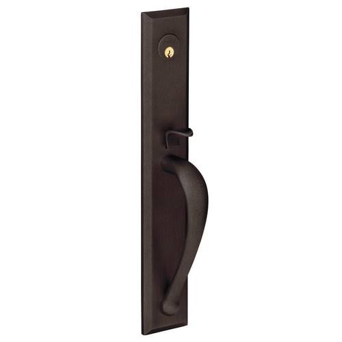Satin Brass and Black Right Hand Single Cylinder Mortise Entry Handleset with Lever C80115