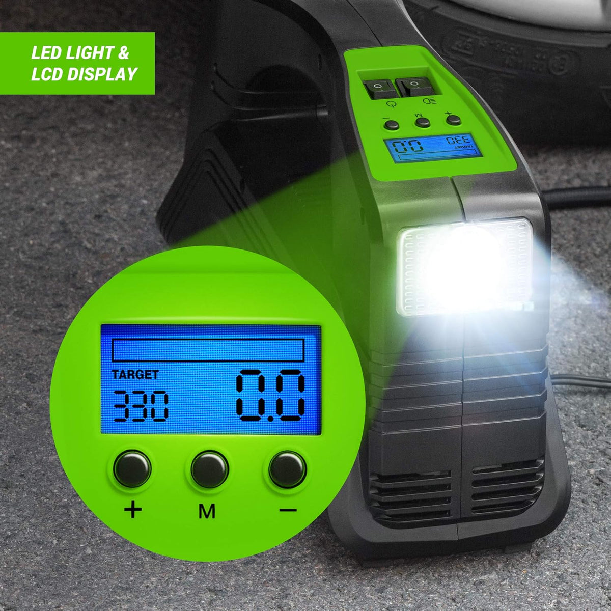 Electric Air Compressor Tire Inflator AC/DC Portable with Digital Pressure Gauge H87629