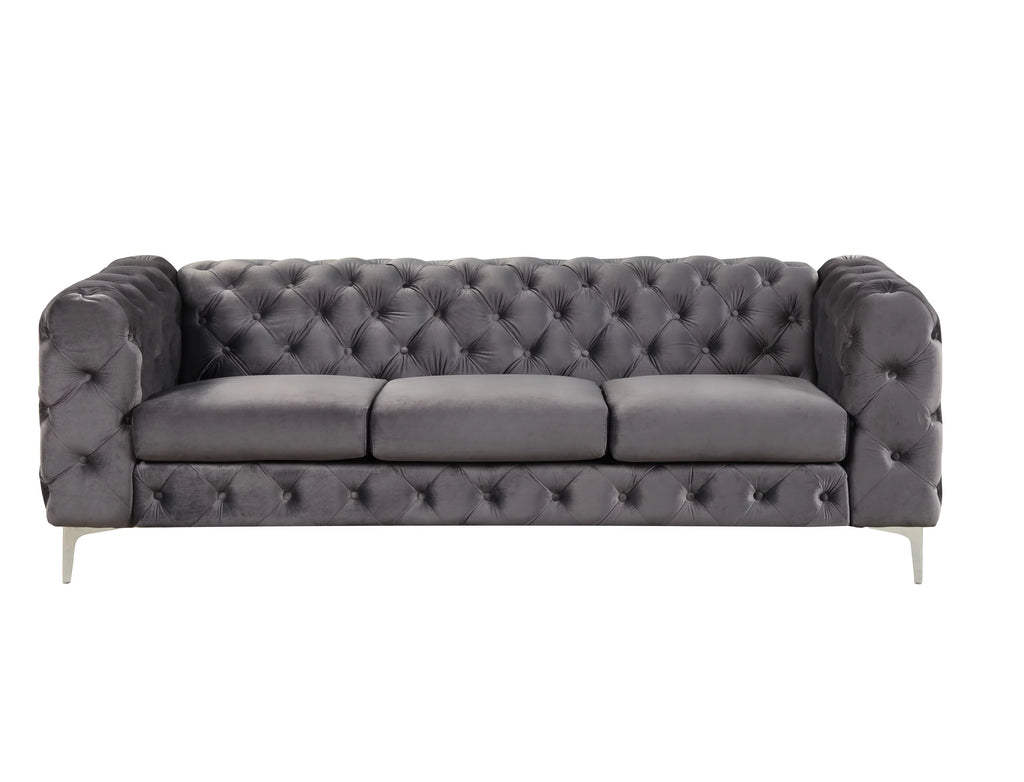 3 Pieces Gray Velvet Sofa and 2 Armchairs V215775