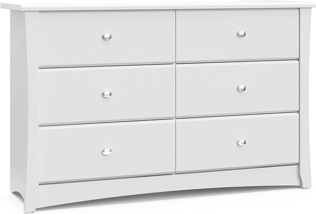 White 6 Drawer Double Dresser F482
