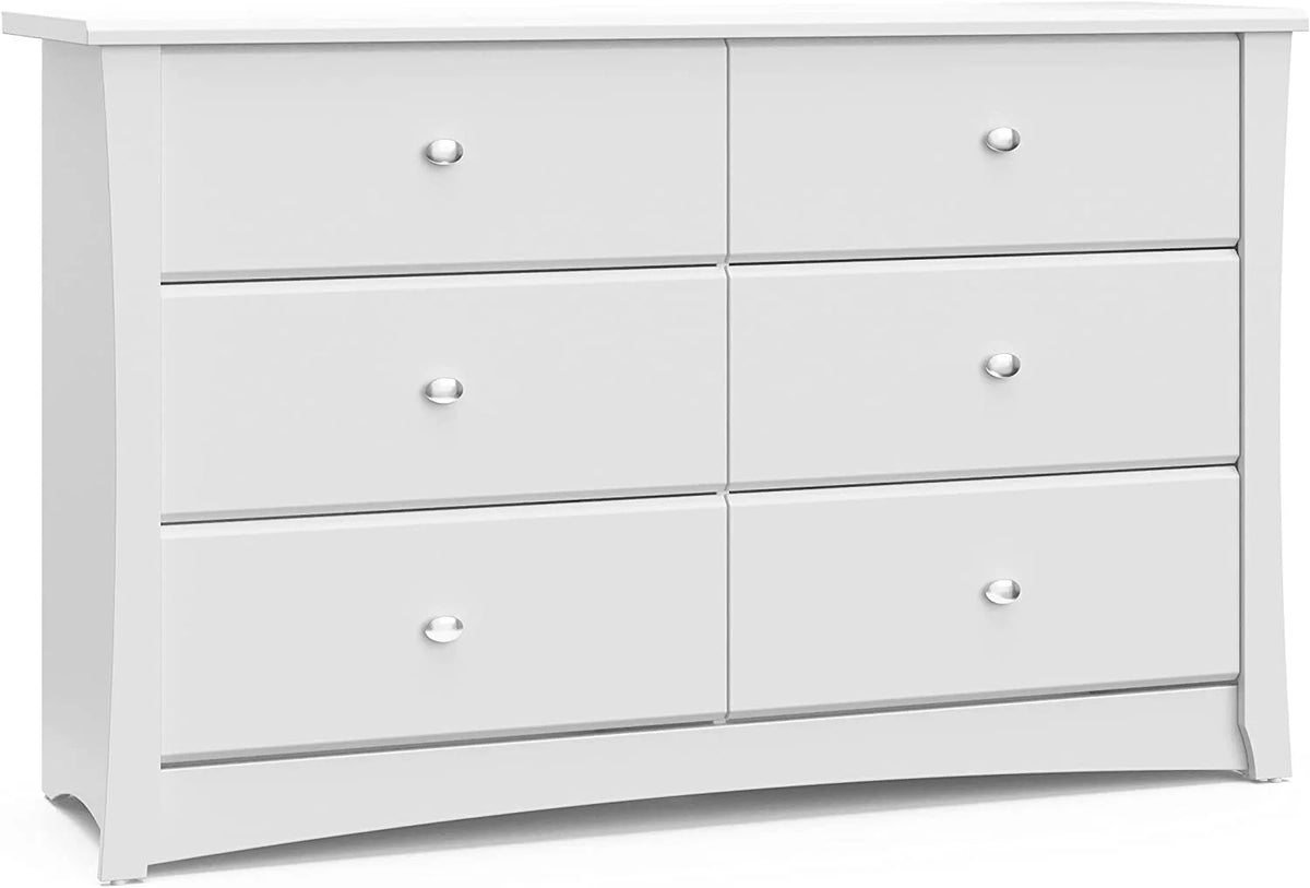 White 6 Drawer Double Dresser F482