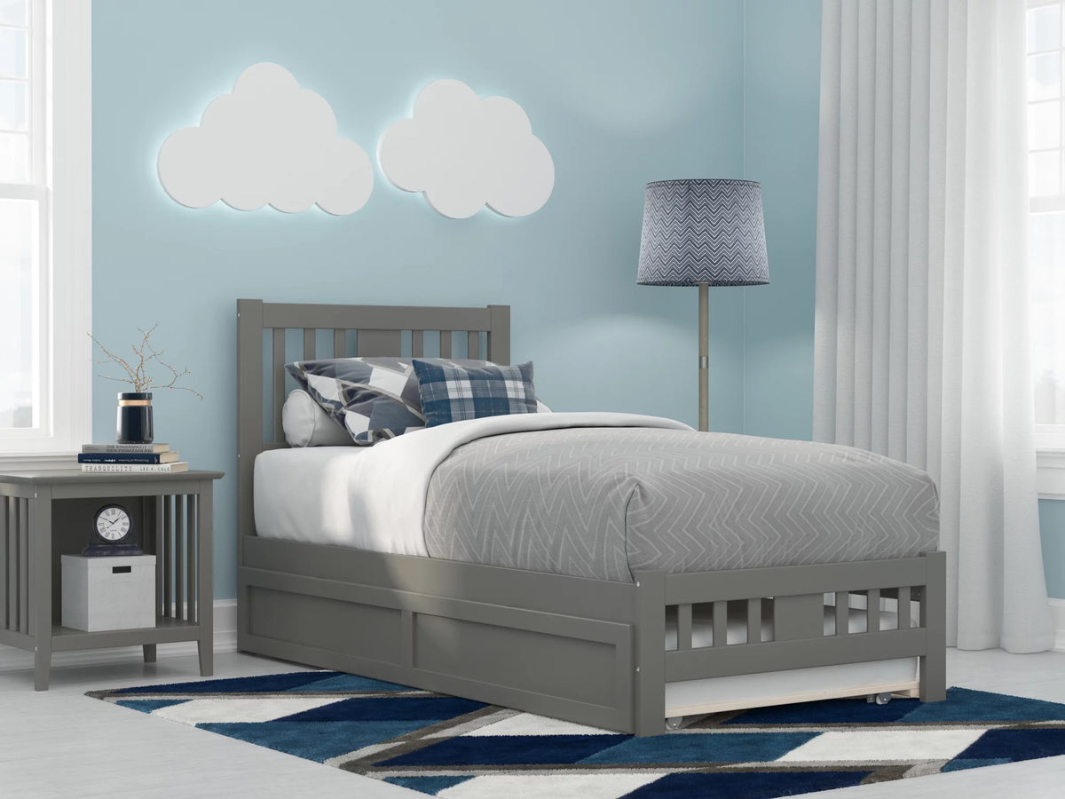 Twin Wood Platform Bed with Trundle F101