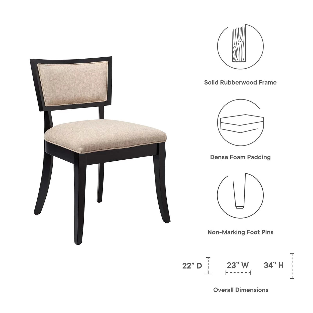 Beige Upholstered Fabric Dining Chairs Set of 2 U400966