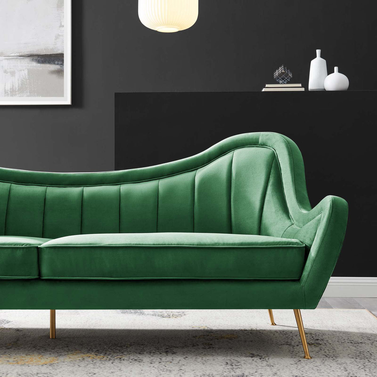 Emerald Channel Tufted Performance Velvet Sofa H43249