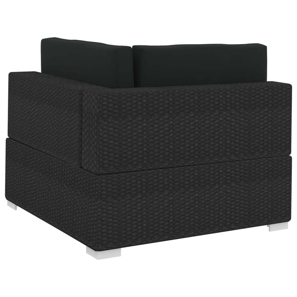 Black Poly Rattan Patio Sofa Set with Cushions C67501