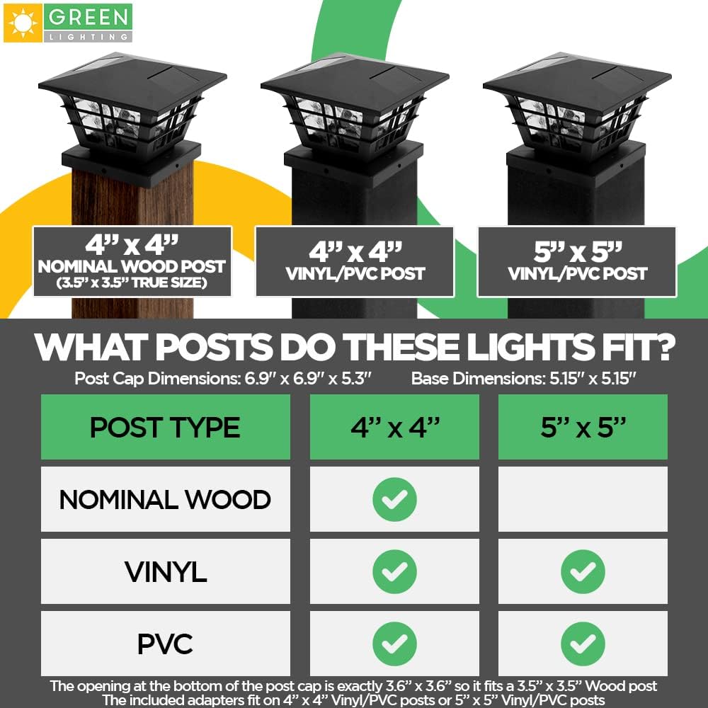 12 Pack Solar Powered Post Cap Light with 4x4 Base Adapter V12651