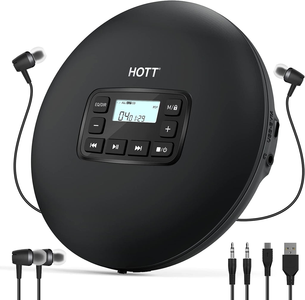 Portable CD Player with Stereo Earphones, Black G76790