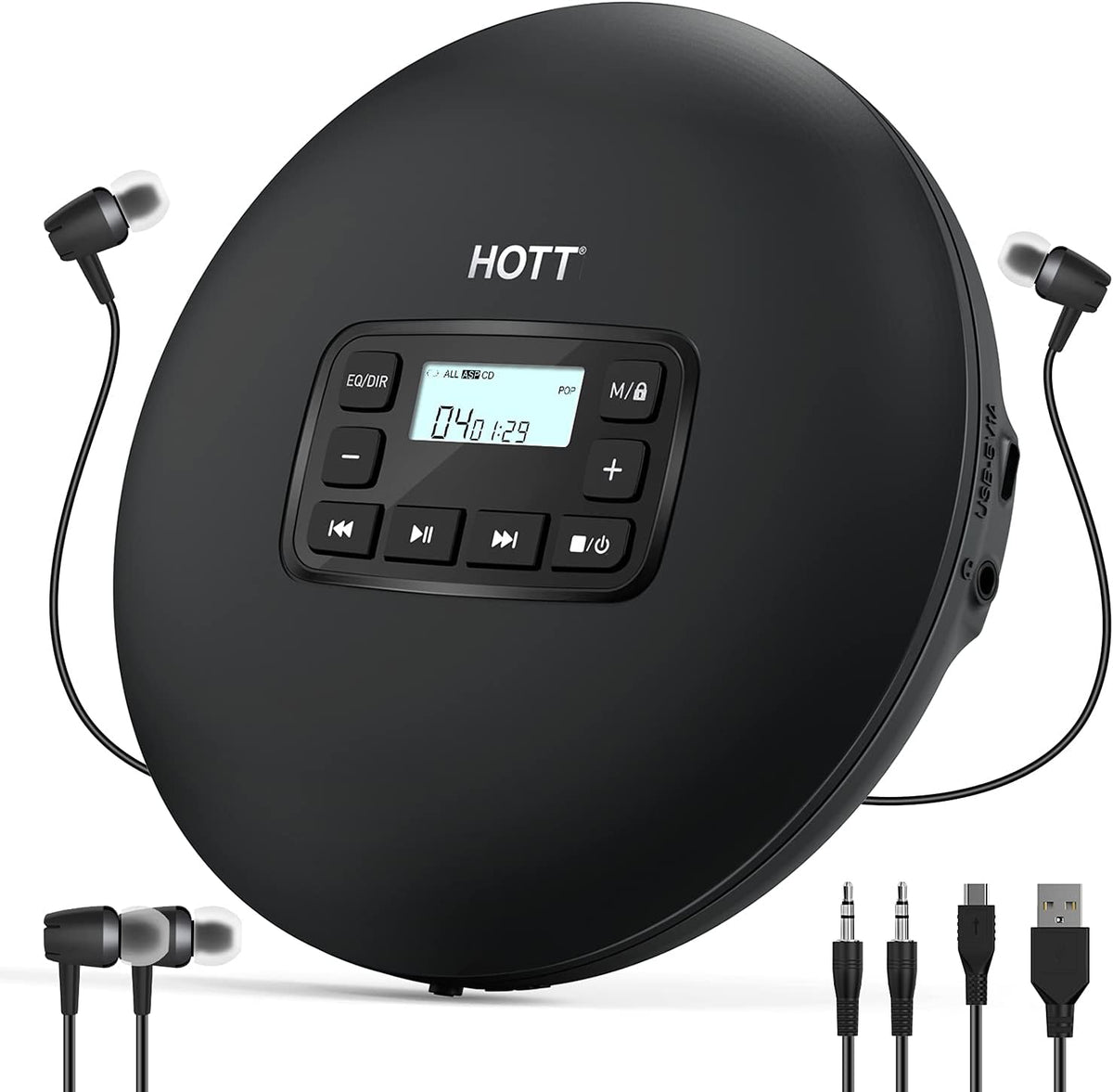 Portable CD Player with Stereo Earphones, Black G76790