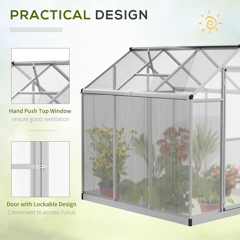 Walk-in Polycarbonate Greenhouse with Roof Vent T59185