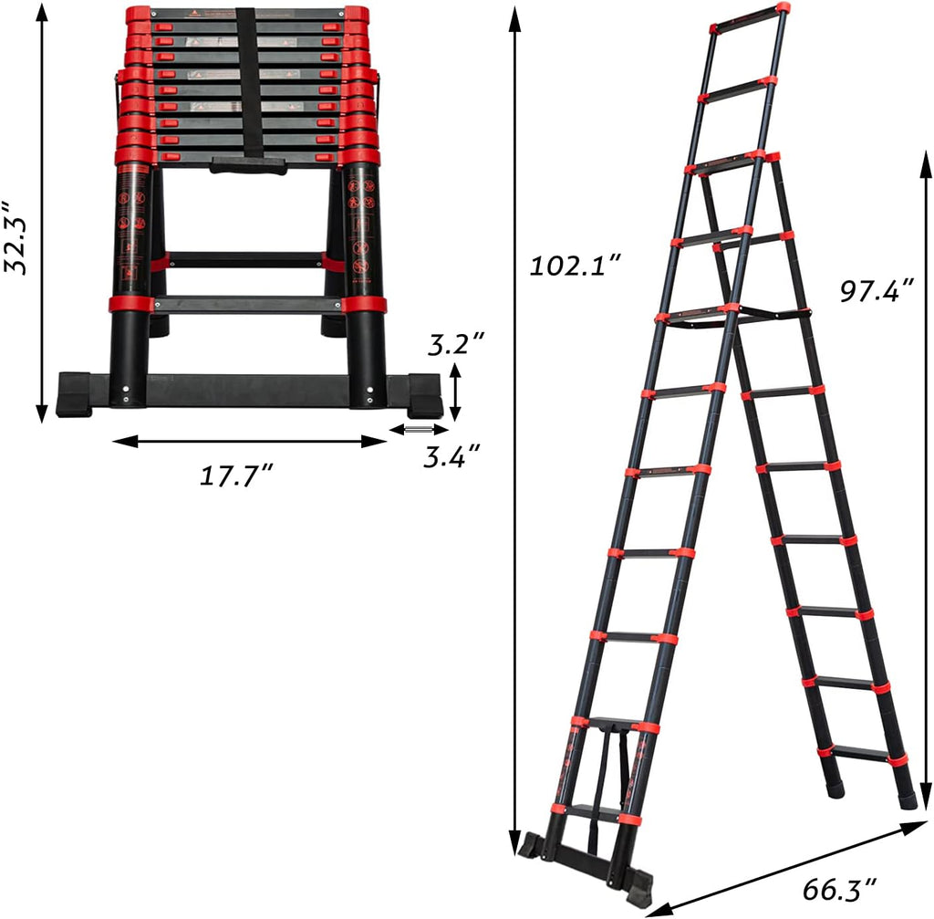 Adjustable Aluminum Telescoping Ladder, 330 lb-Capacity W24739