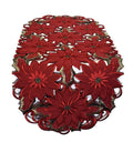 Christmas Table Runner with Red Cutwork Poinsettias, 34 x 15 inches A44734