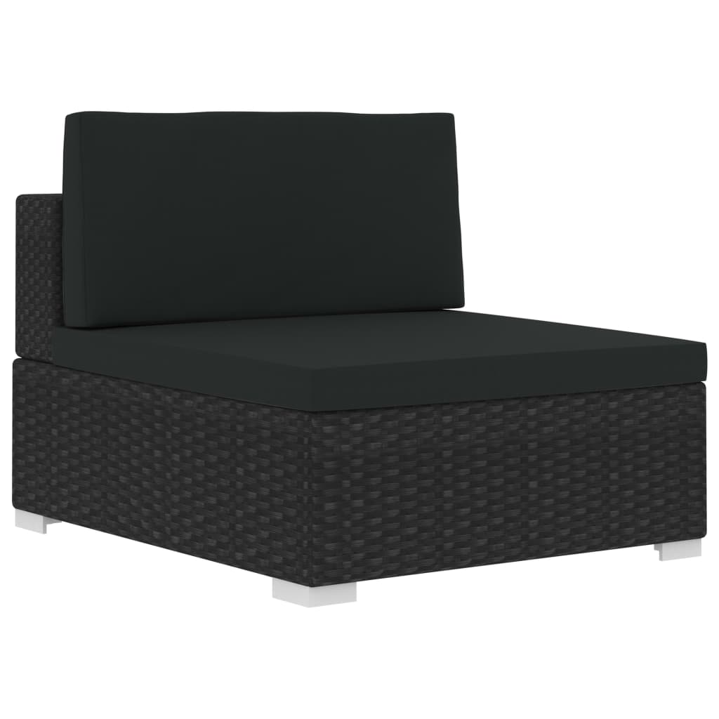 Black Poly Rattan Patio Sofa Set with Cushions C67501