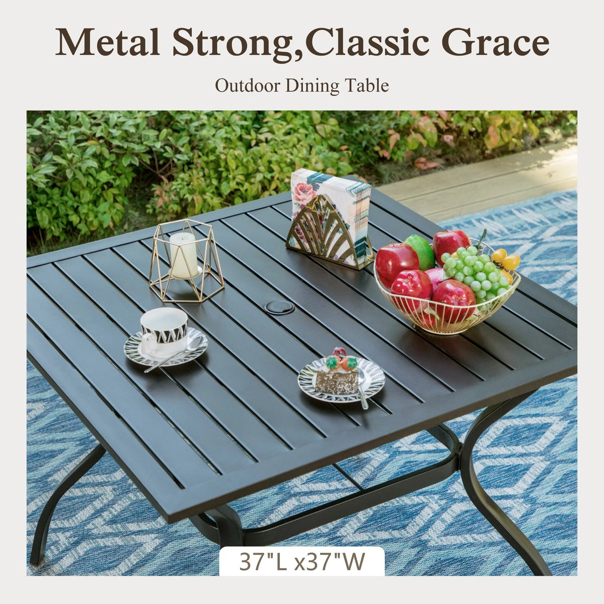 Outdoor Square Dining Table with Steel Frame F35050