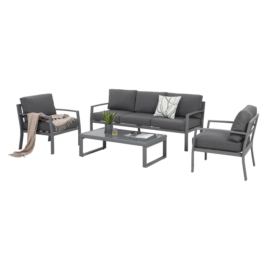 4 Piece Metal Patio Furniture Set with Cushions S2908