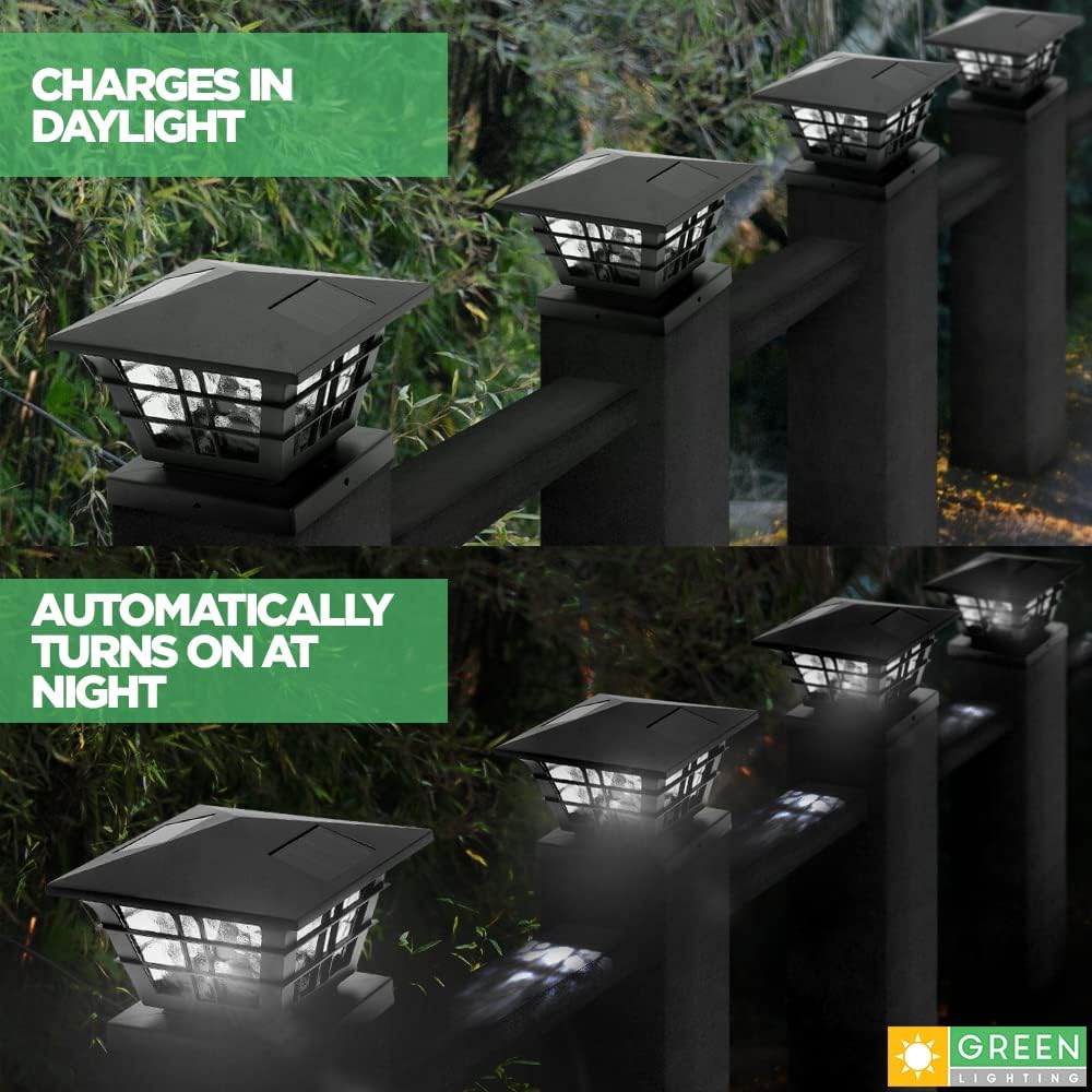 12 Pack Solar Powered Post Cap Light with 4x4 Base Adapter V12651