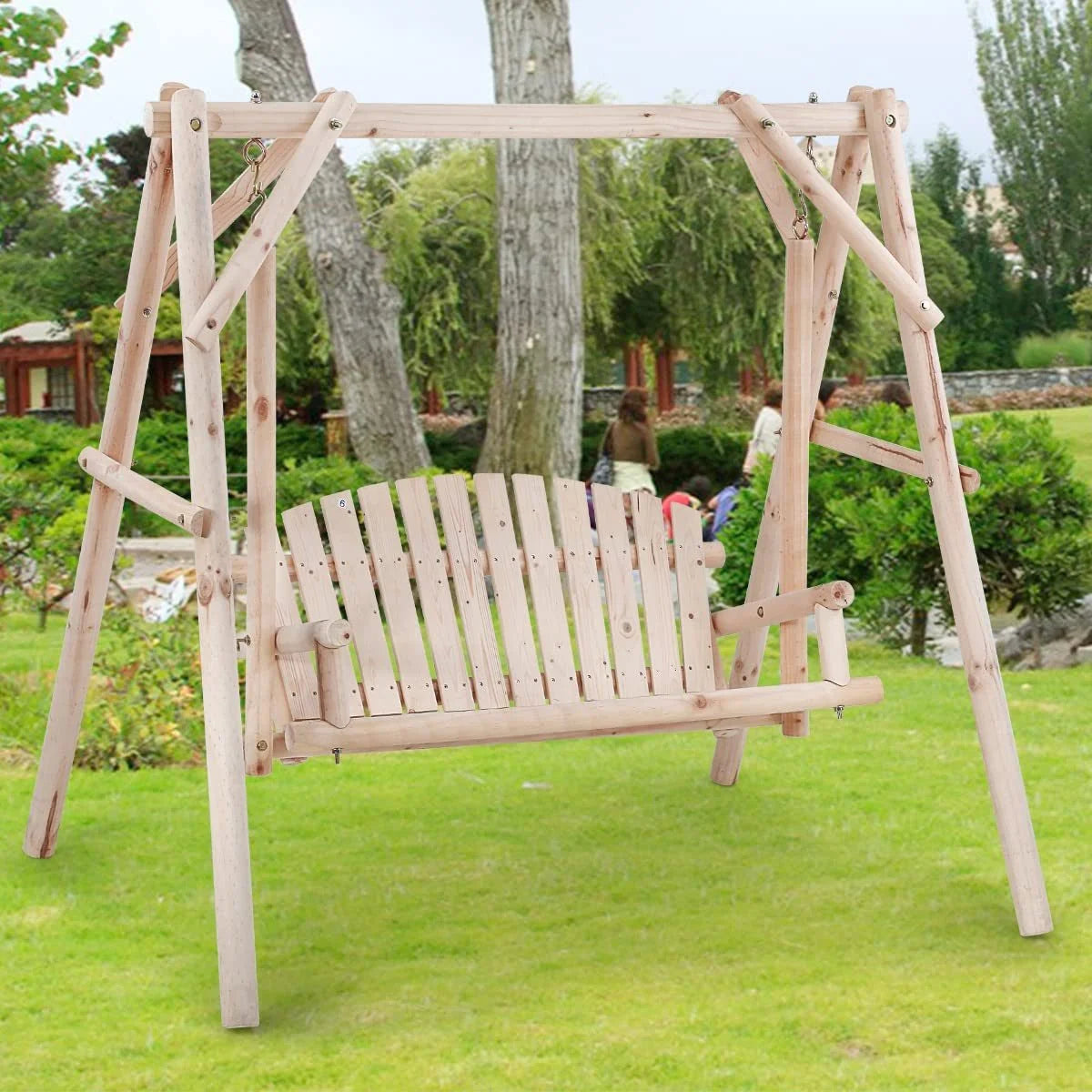 Wooden Swing Chair with A-Frame Stand I894