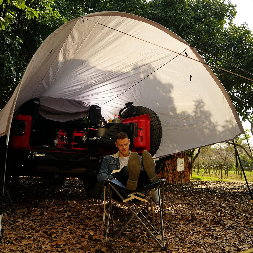 Tear Resistant Tarp Awning Camping Tent with 6 Sandbags T426236