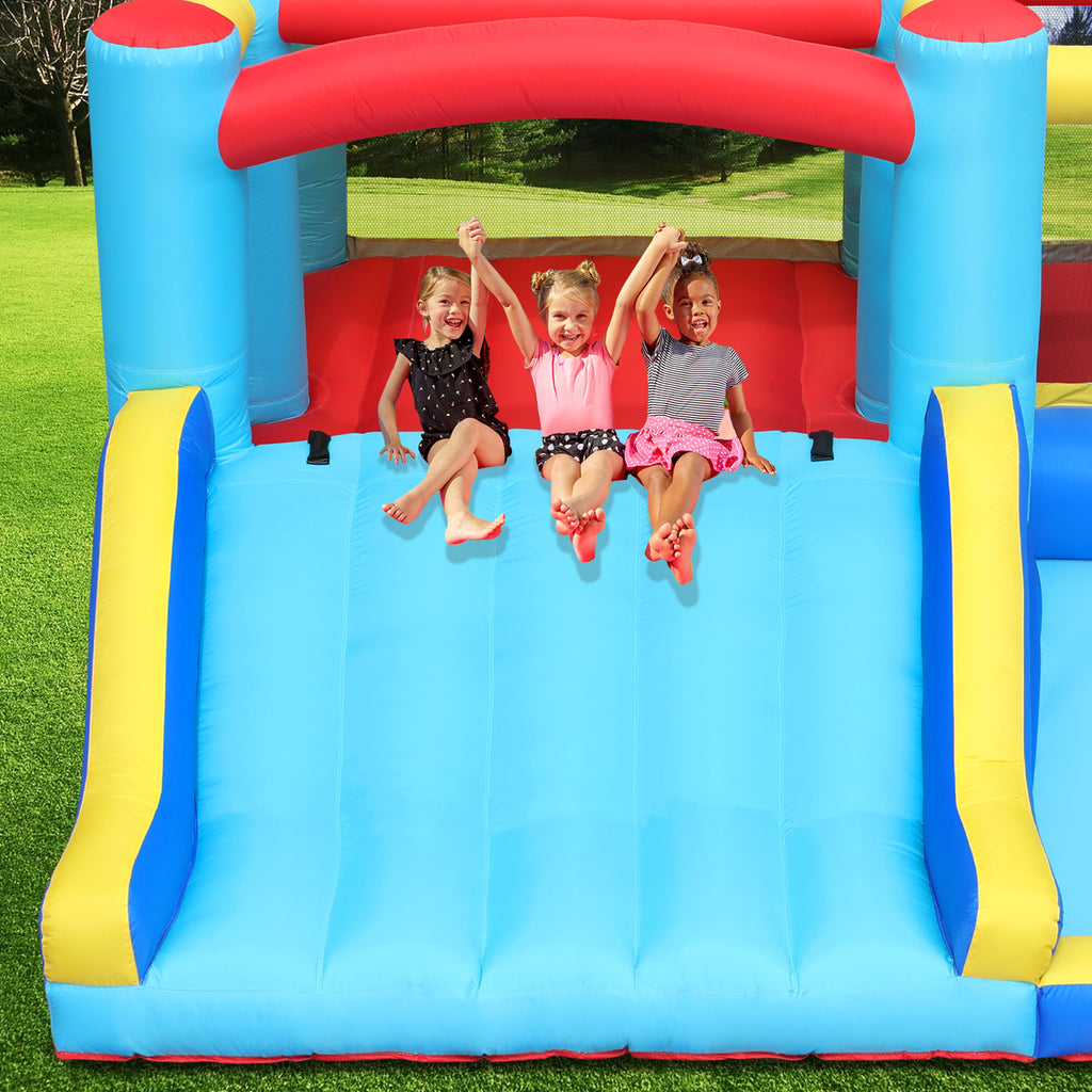 Inflatable Water Slide Bounce House with Splash Pool & Basketball Rim N864418
