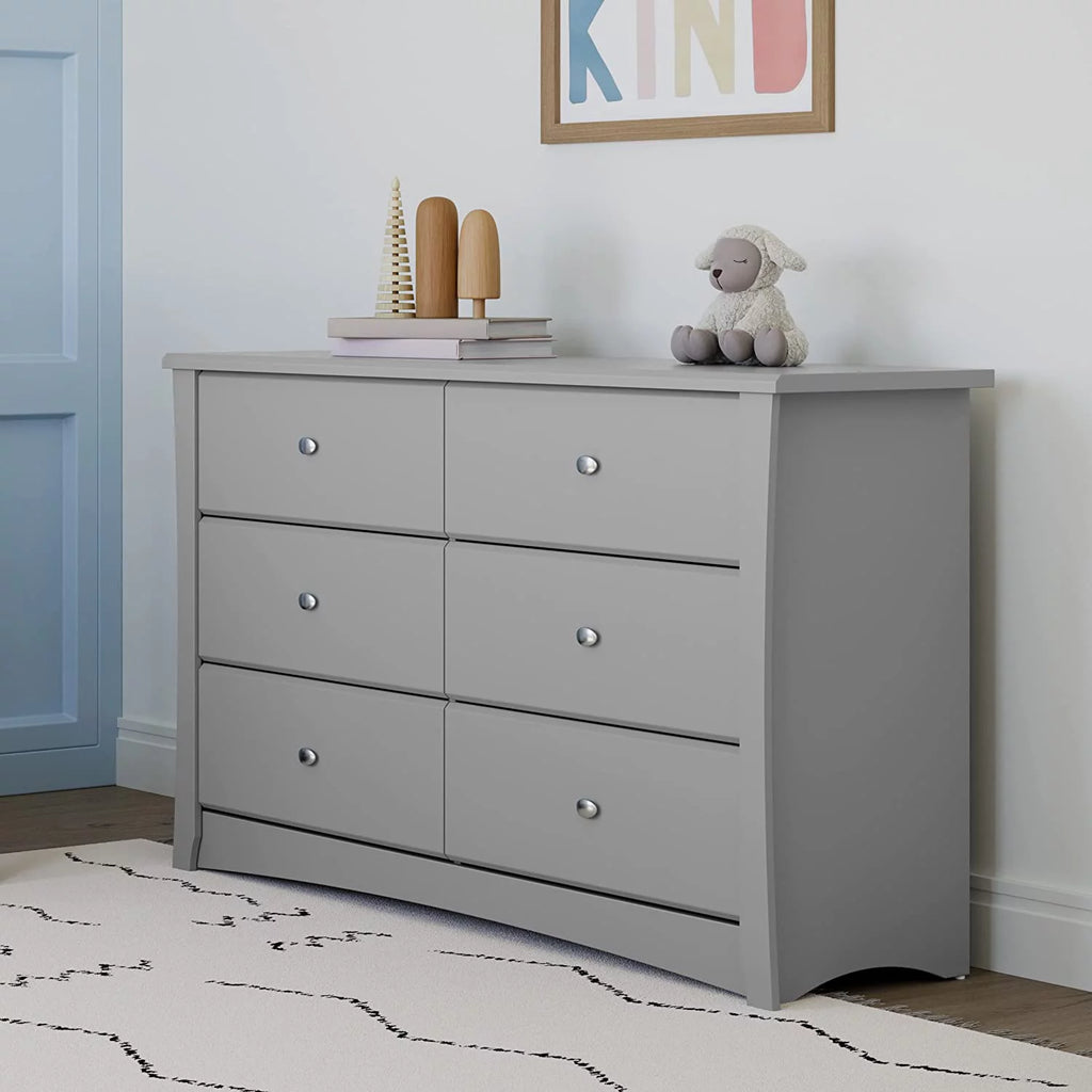 White 6 Drawer Double Dresser F482