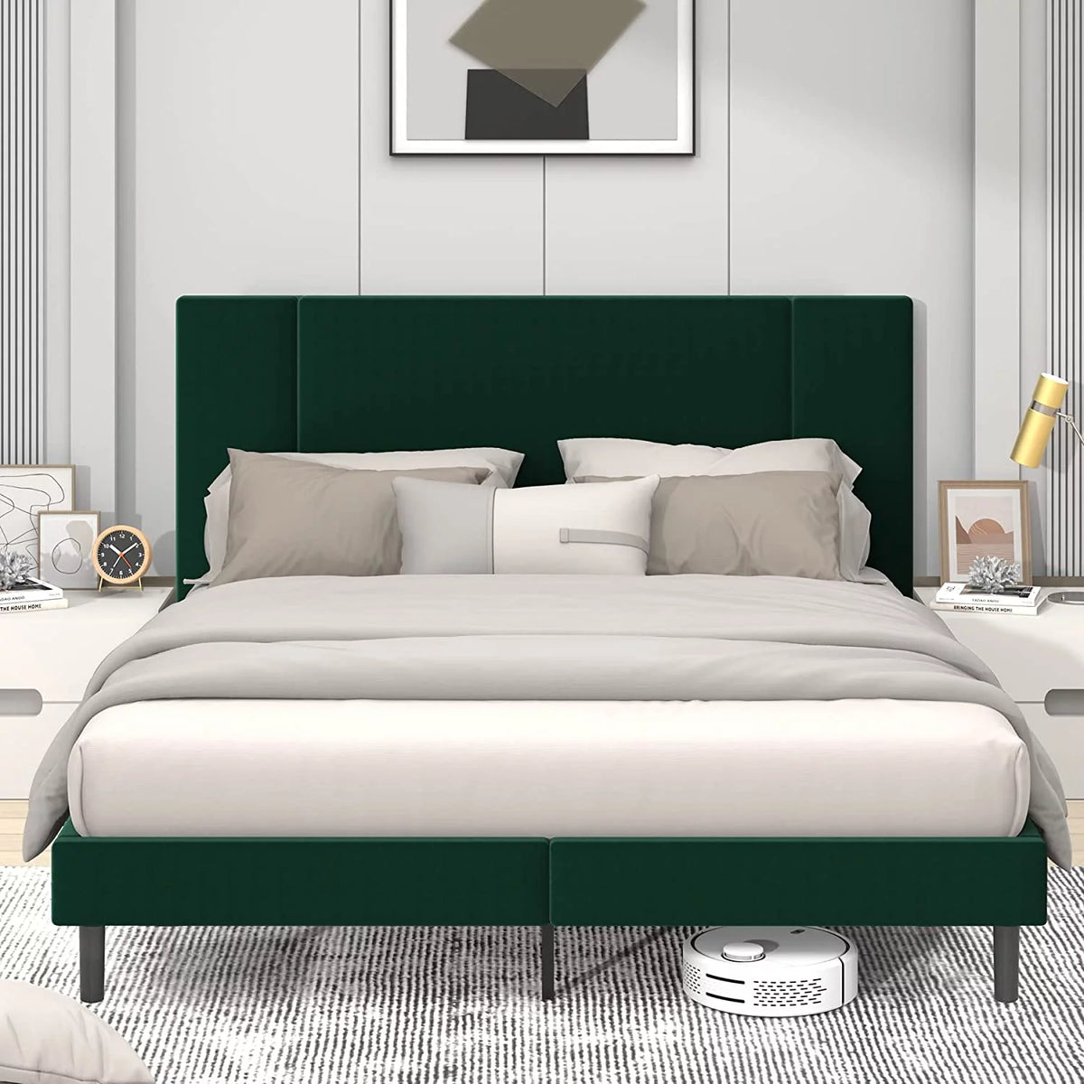 Queen Velvet Upholstered Bed Frame J78521