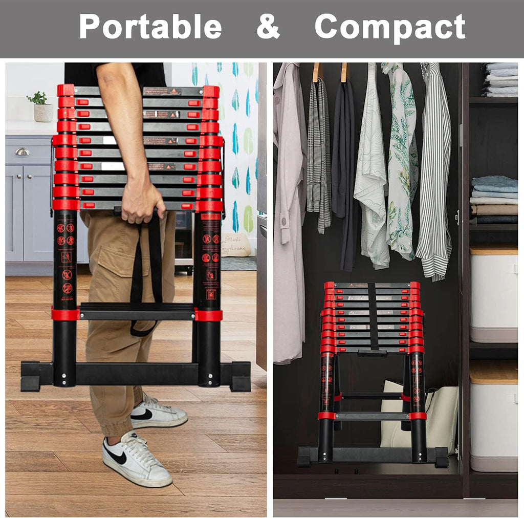 Adjustable Aluminum Telescoping Ladder, 330 lb-Capacity W24739