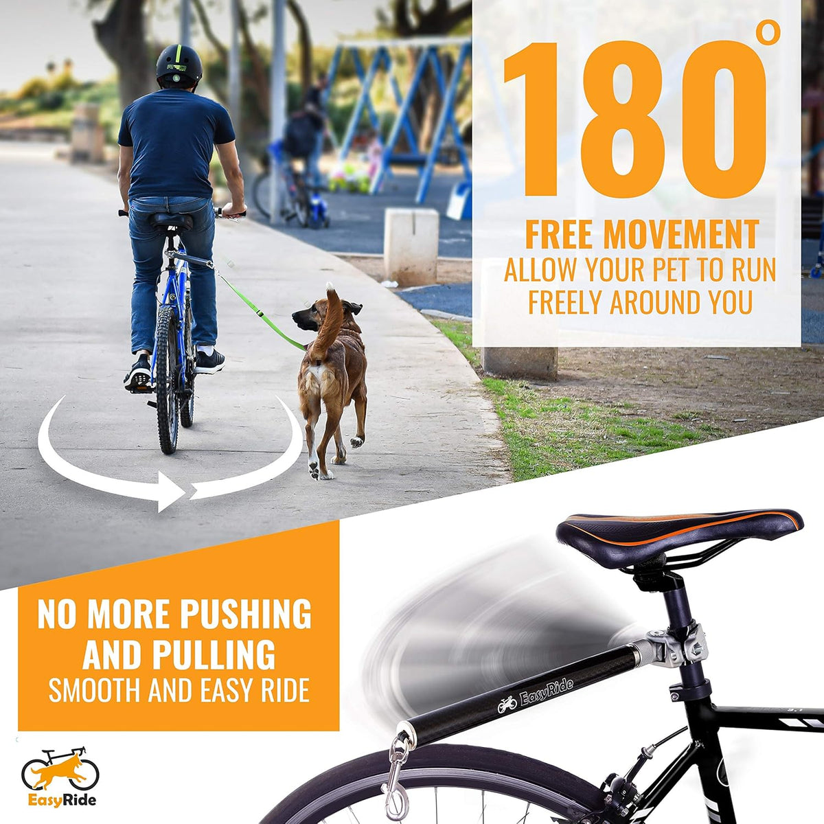 180° Rotating Dog Bike Leash with Shock Absorbers and Quick Attach Mechanism W7935