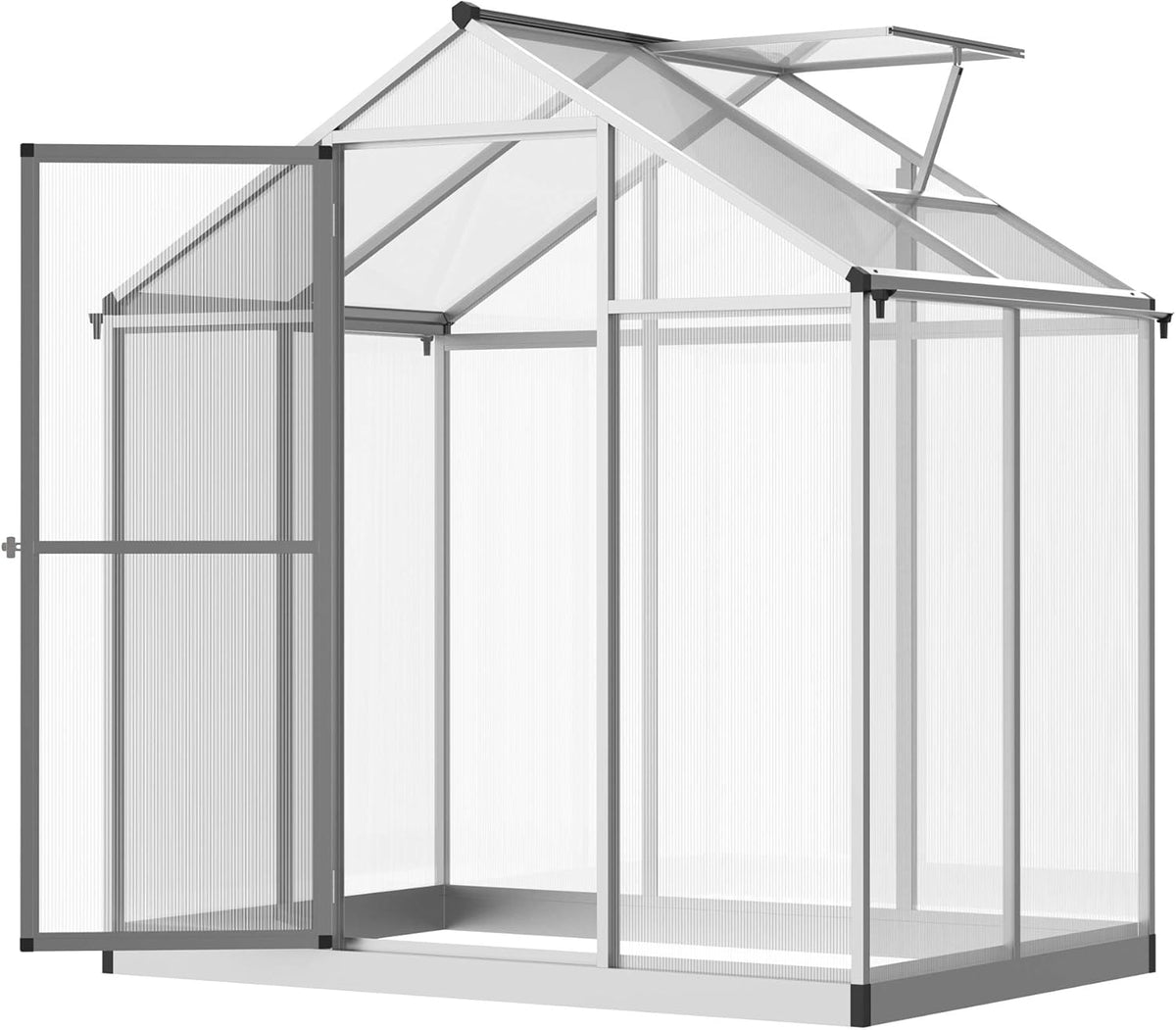 Walk-in Polycarbonate Greenhouse with Roof Vent T59185