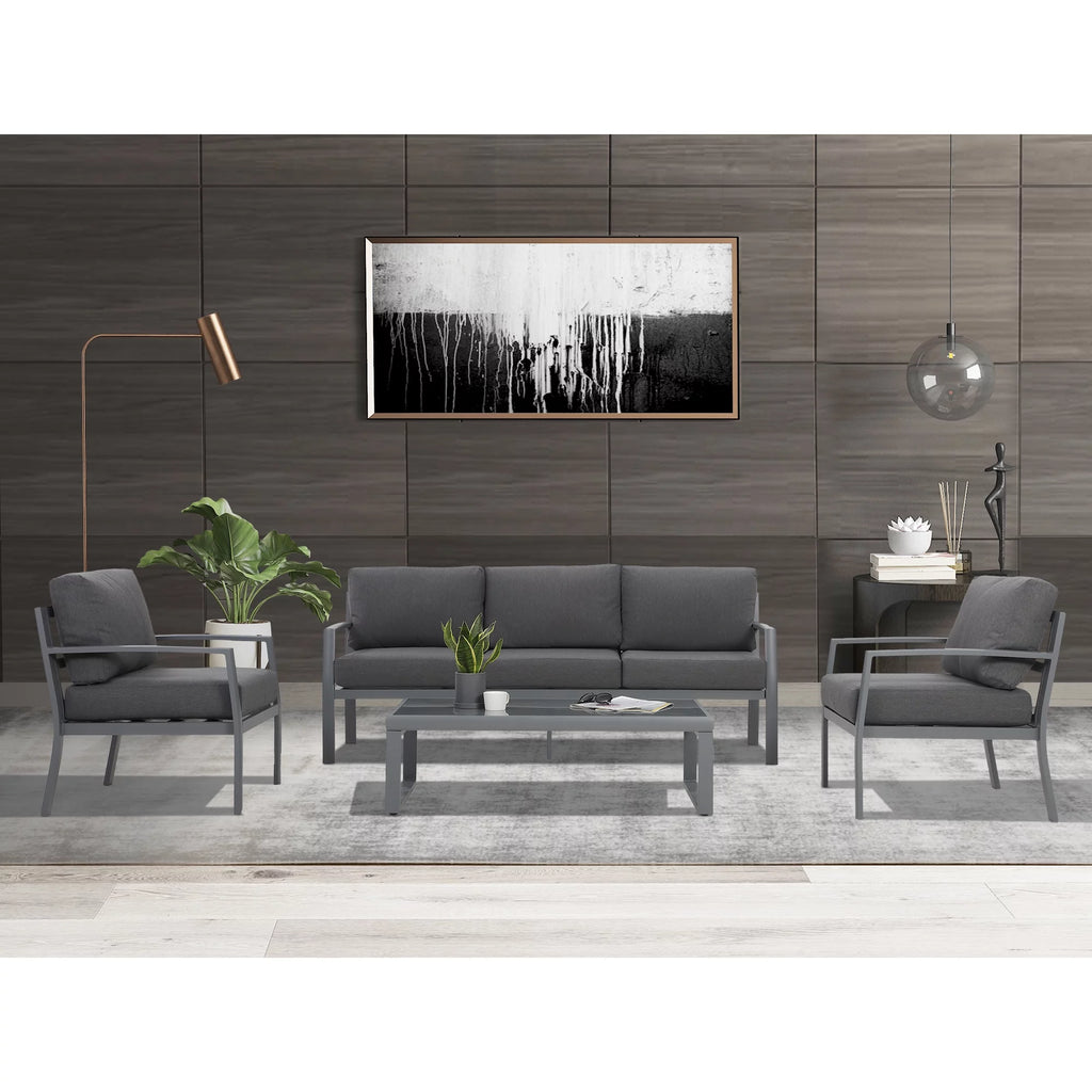 4 Piece Metal Patio Furniture Set with Cushions S2908