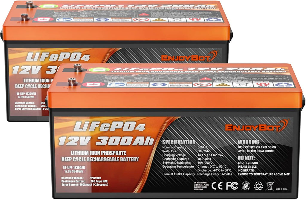 LiFePO4 12V 300Ah Lithium Iron Phosphate Battery with 200A BMS D8559