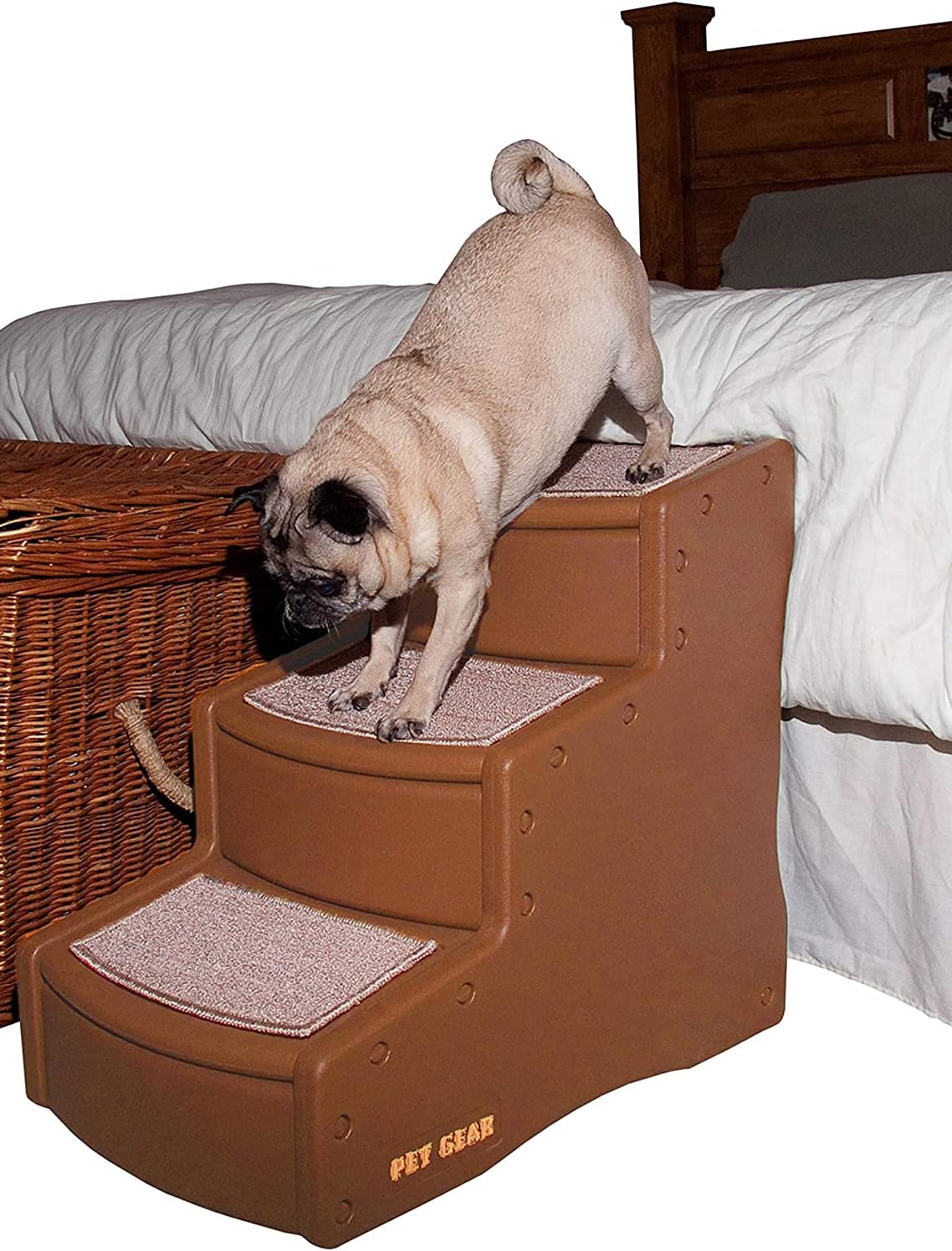Pet Stairs, 3 Step, Removable Washable Carpet Treads, Pack of 2 B517348