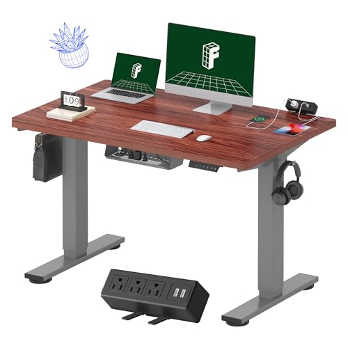 Black Electric Standing Desk with Clamp Power Strip P5840