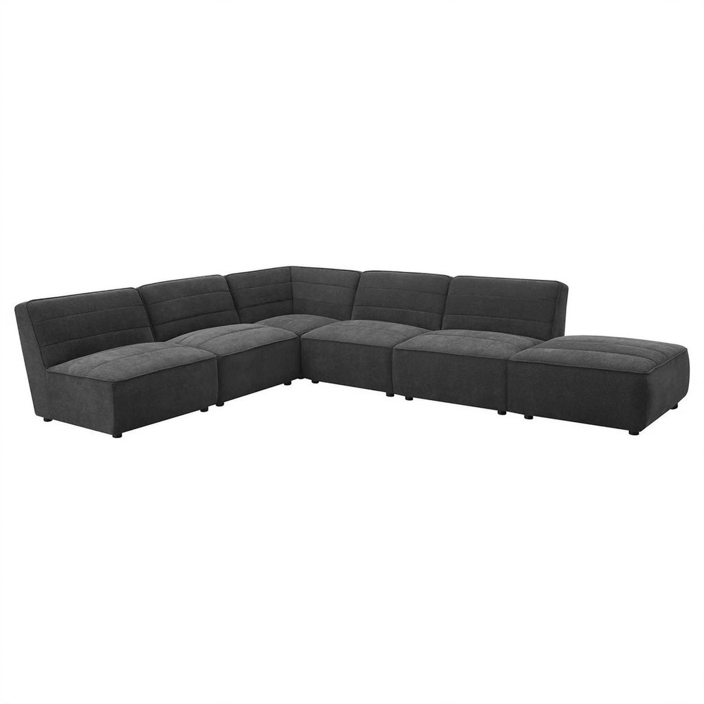Dark Charcoal Upholstered Square Fabric Ottoman E20961