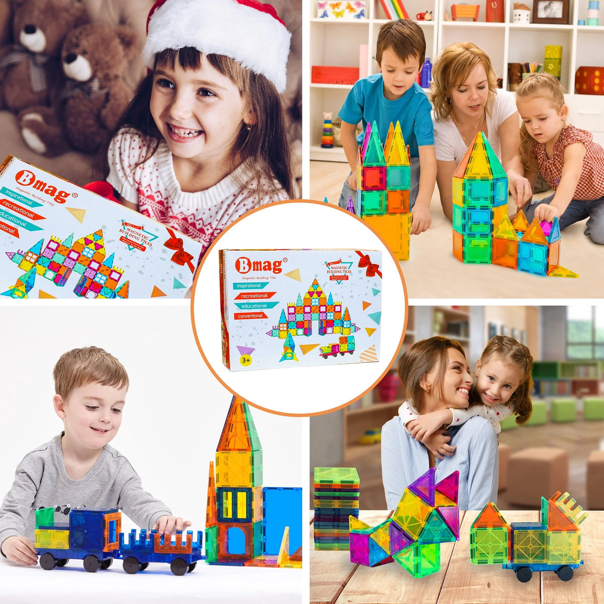 120 Pcs 3D Color Magnet Building Tiles Set J909033