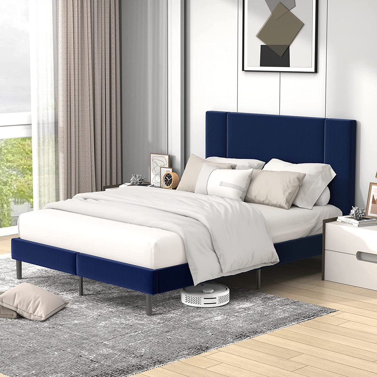Queen Velvet Upholstered Bed Frame J78521