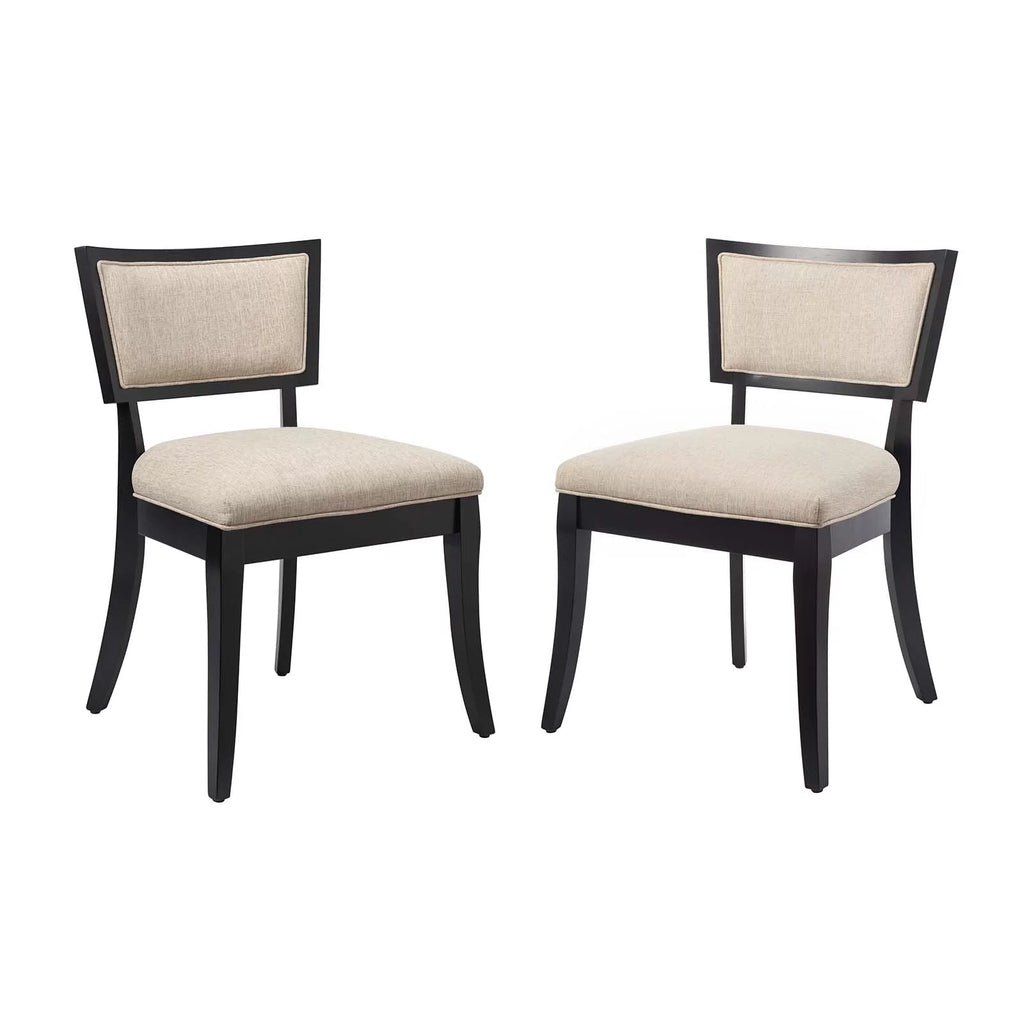 Beige Upholstered Fabric Dining Chairs Set of 2 U400966