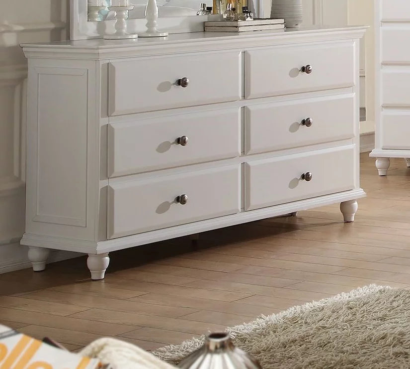 White 4 Piece Queen Size Bedroom Set Nightstand Dresser And Mirror Plywood V66781