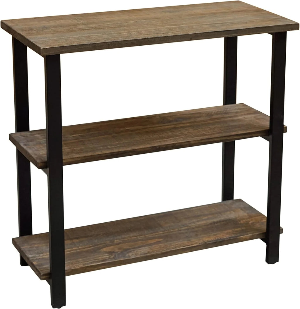31" Tall 2-Tier Solid Wood And Metal Bookcase S666168