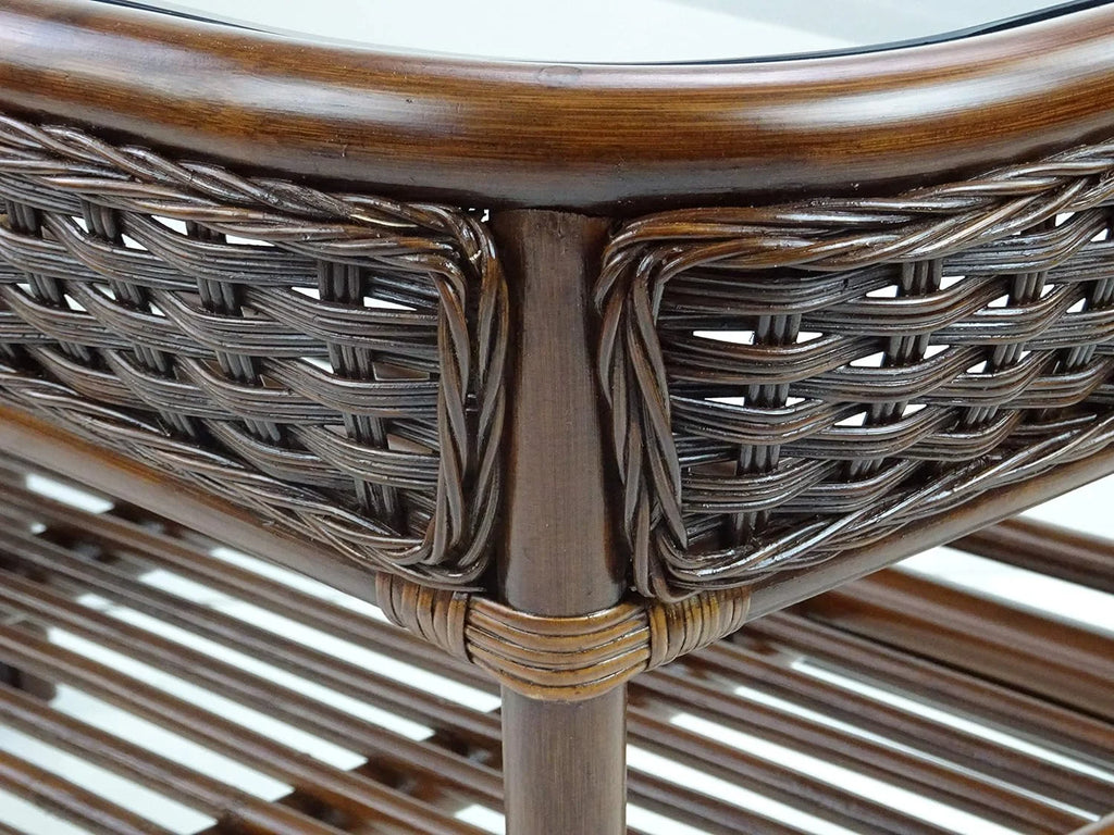 Rectangular Coffee Table Dark Walnut Natural Rattan X277