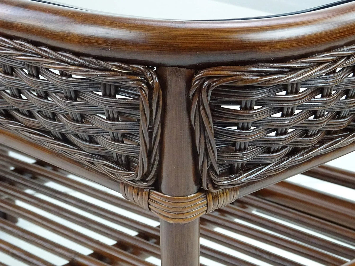 Rectangular Coffee Table Dark Walnut Natural Rattan X277