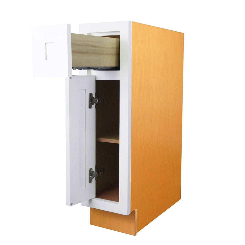 18 inch Wide Kitchen Base Cabinet Snow White Inset Shaker Single Door Single Drawer G38021