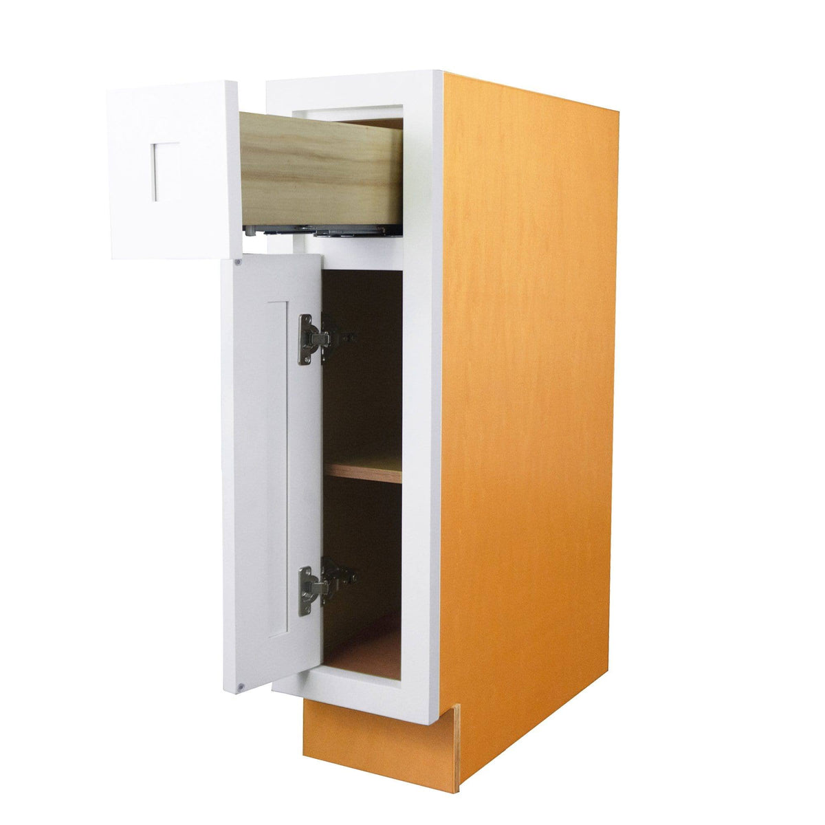 18 inch Wide Kitchen Base Cabinet Snow White Inset Shaker Single Door Single Drawer G38021