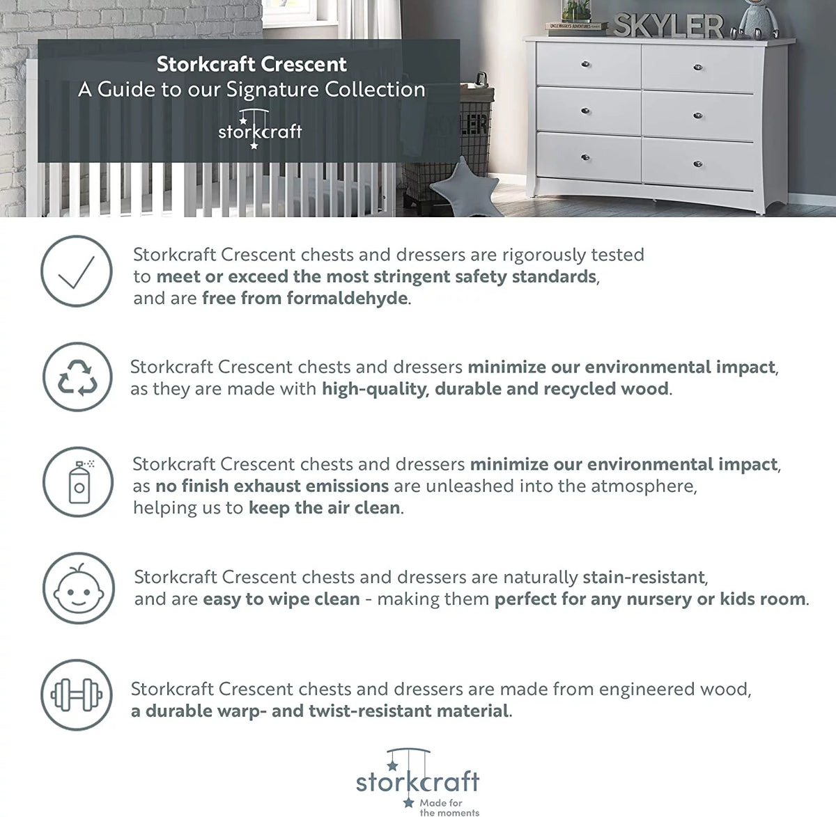 White 6 Drawer Double Dresser F482