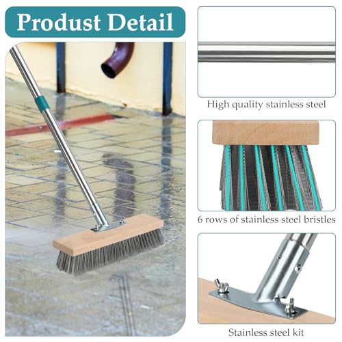 Stainless Steel Long Handle Deck Scrub Brush J7472