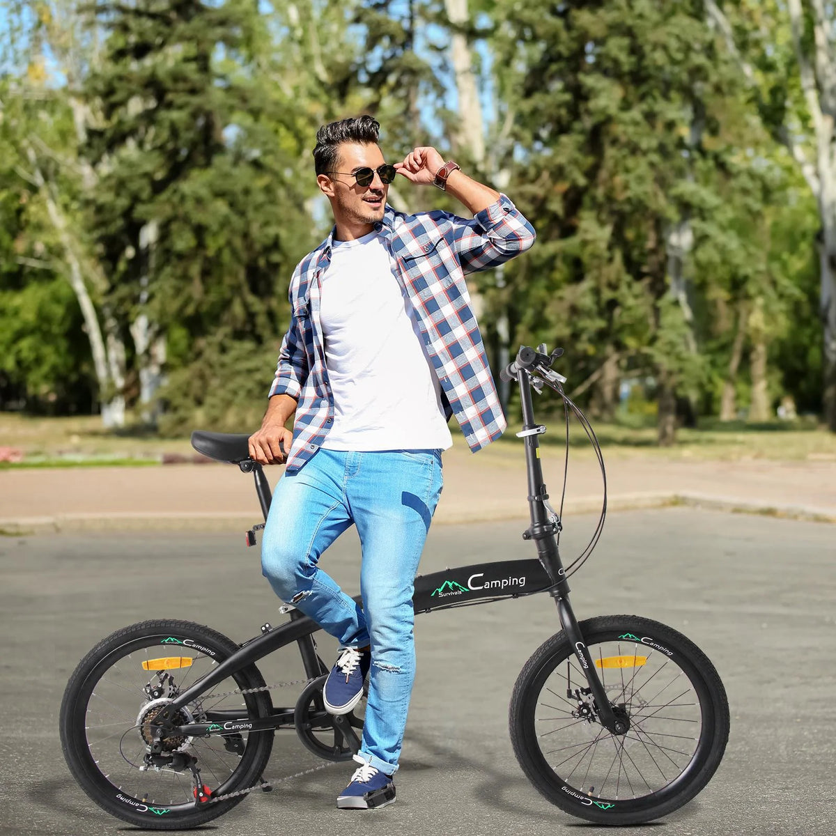 20 Folding Bike, 7 Speed Lightweight City Commuter Bicycle, Black B699